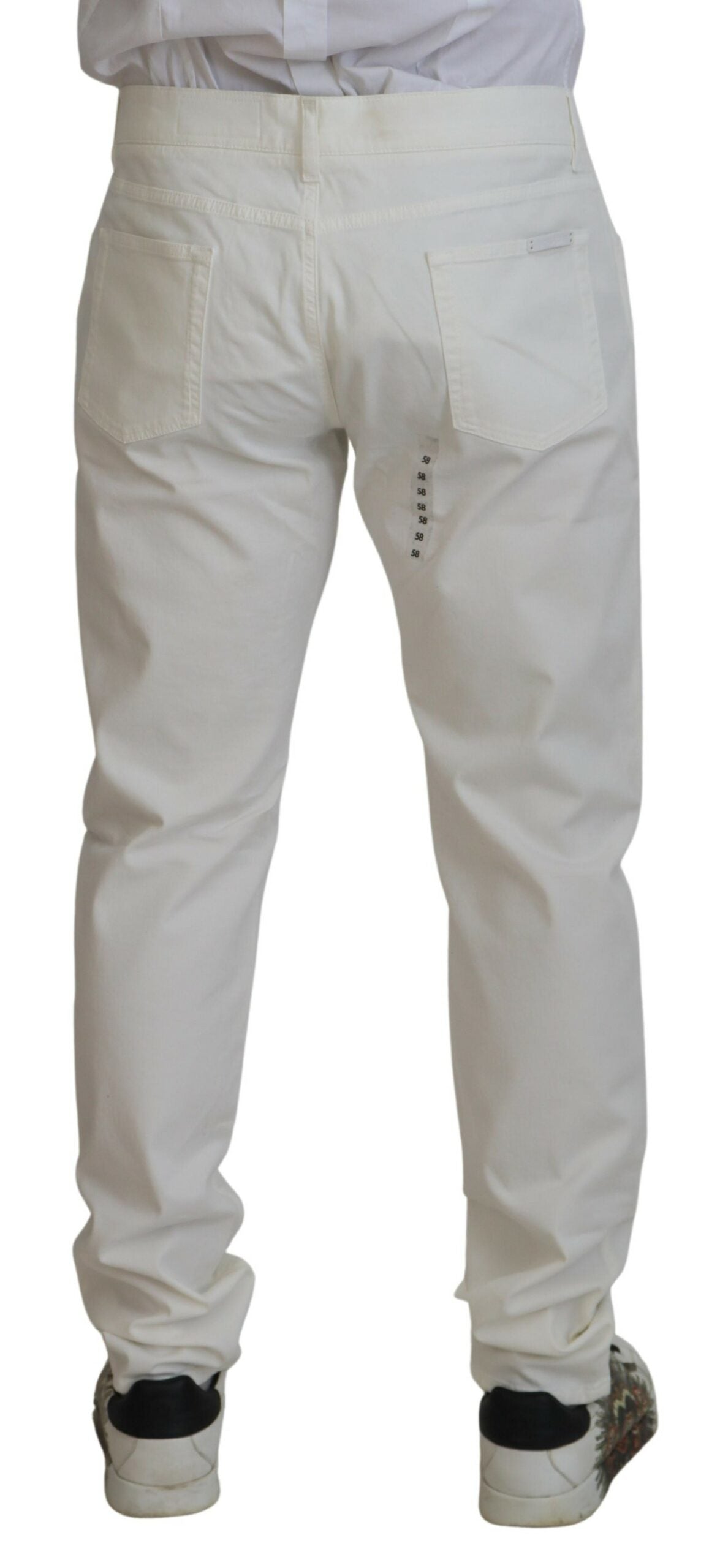 Elegant White Cotton Elastane Jeans