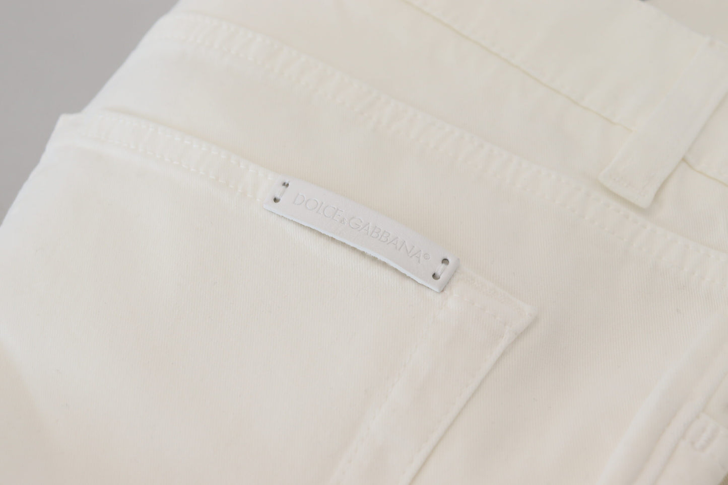 Elegant White Cotton Elastane Jeans