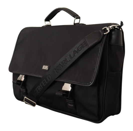 Sleek Black Designer Nylon Briefcase