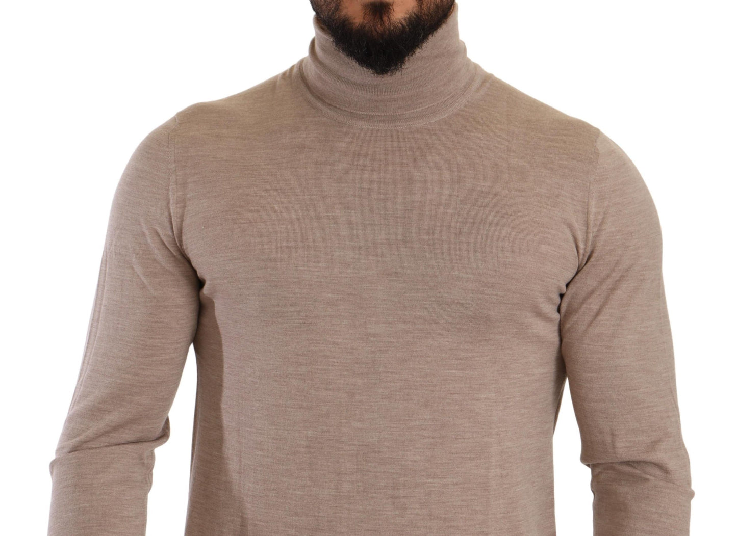 Timeless Beige Wool Turtleneck Sweater