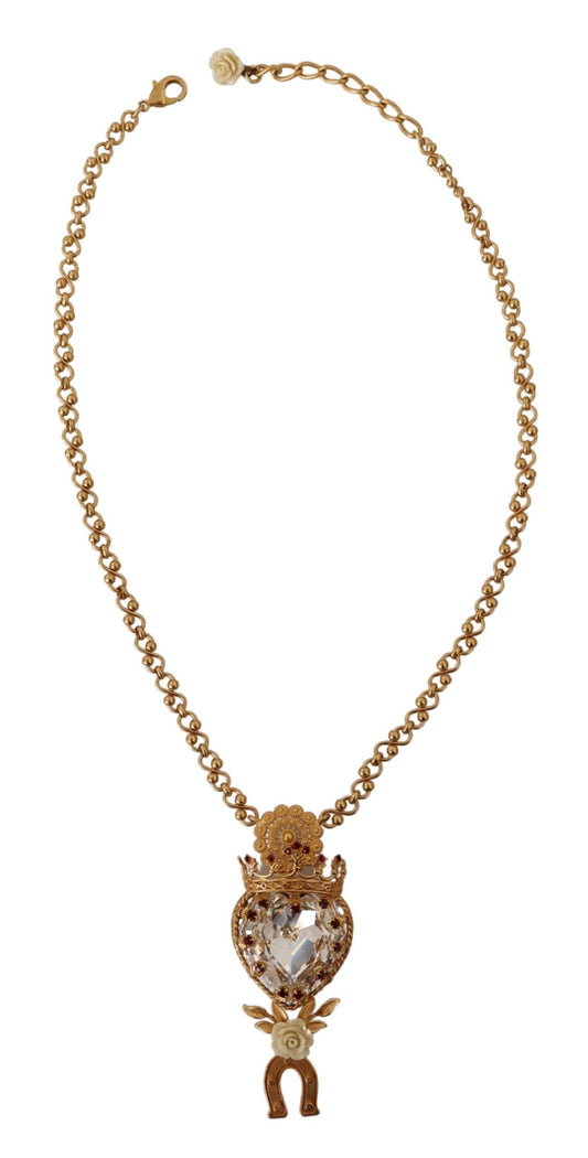 Elegant Gold Tone Crystal Charm Necklace