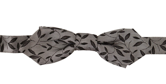 Elegant Gray Silk Bow Tie