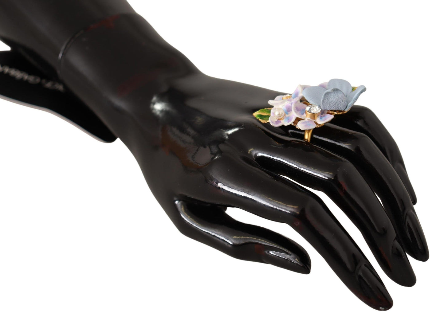 Elegant Floral Crystal & Pearl Ring