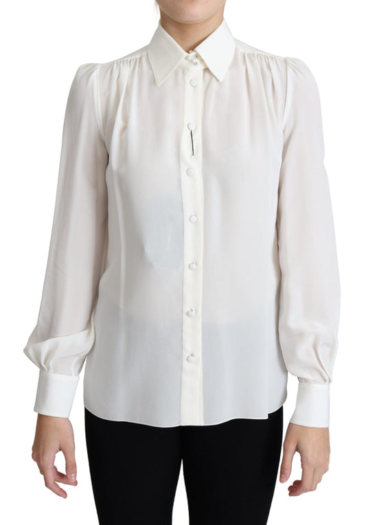 Elegant Silk Crepe Collared Shirt