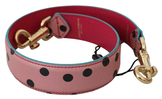Elegant Pink Polka-Dotted Leather Shoulder Strap