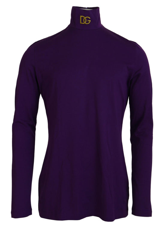 Elegant Purple Cotton Pullover Sweater
