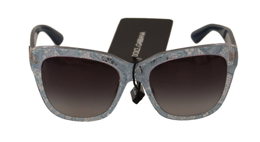 Elegant Lace-Embellished Blue Sunglasses