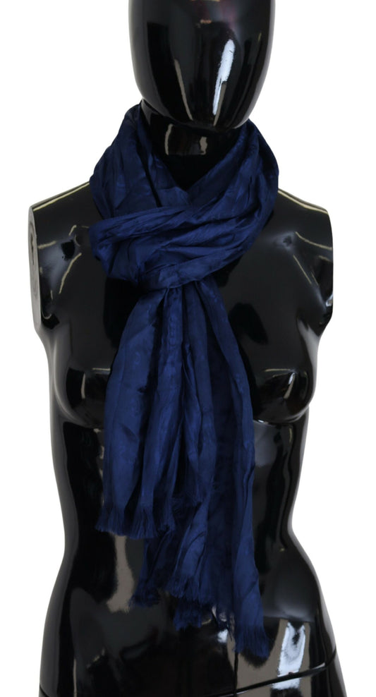 Elegant Silk Fringe Scarf in Chic Blue