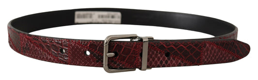 Elegant Red Exotic Leather Belt