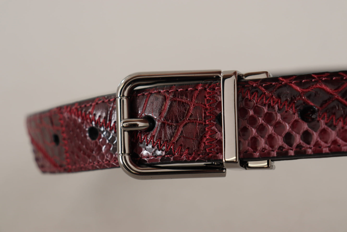 Elegant Red Exotic Leather Belt