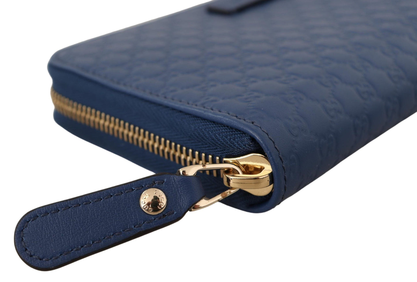 Chic Zip-Around Leather Wallet in Blue