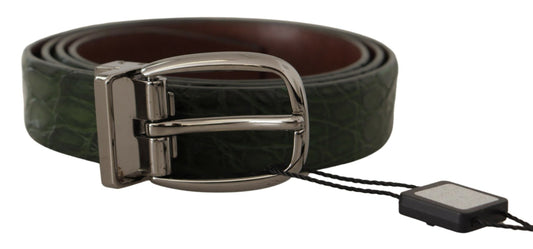 Elegant Italian Leather Crocodile Belt