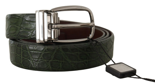 Elegant Italian Leather Crocodile Belt