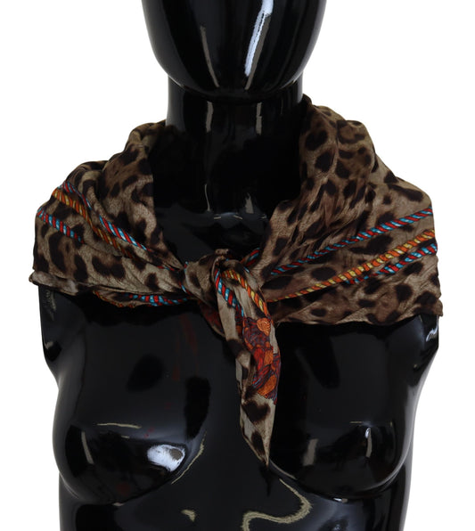 Elegant Leopard Silk Square Scarf