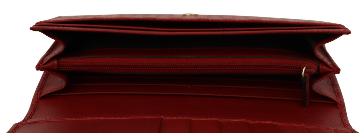 Elegant Red Leather Flap Wallet