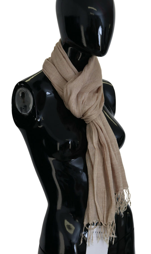 Chic Beige Fringed Scarf for Women