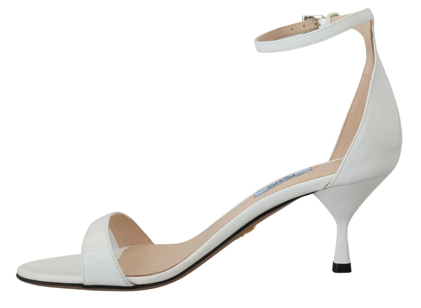 Elegant White Leather Ankle Strap Heels