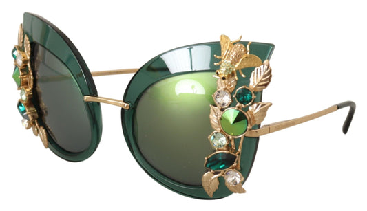 Emerald Envy Leaf Crystal Sunglasses
