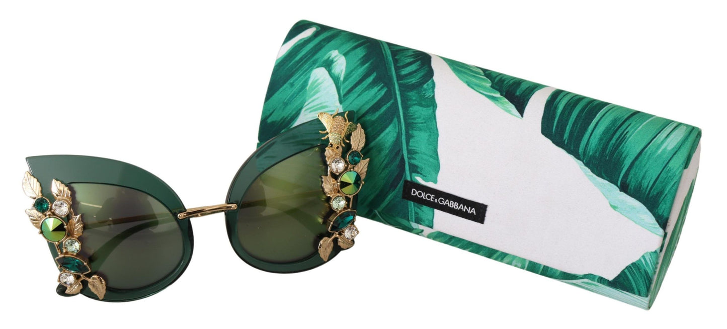 Emerald Envy Leaf Crystal Sunglasses