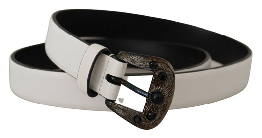 Elegant White Vitello Leather Belt