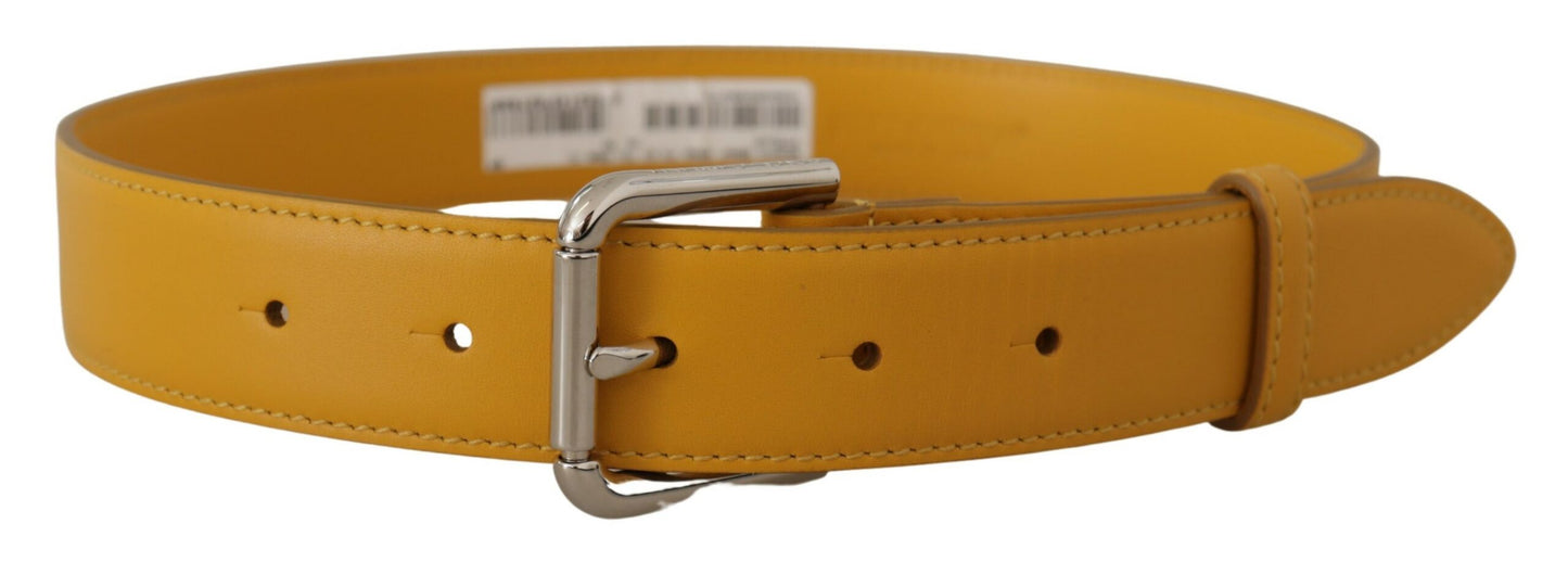 Elegant Leather Belt in Sunshine Yellow