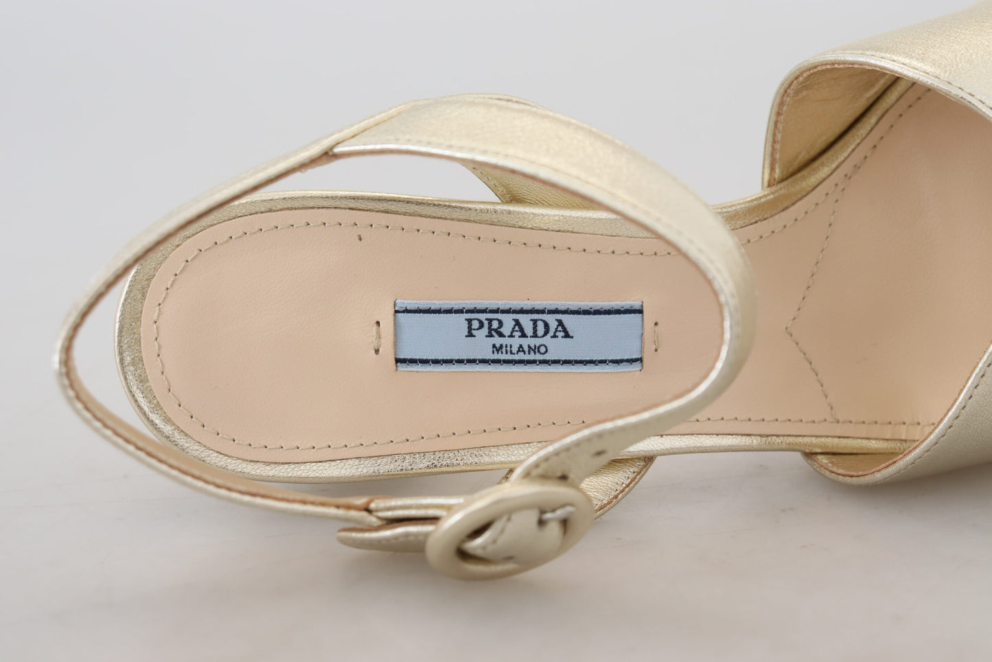 Elegant Gold Leather Block Heel Sandals