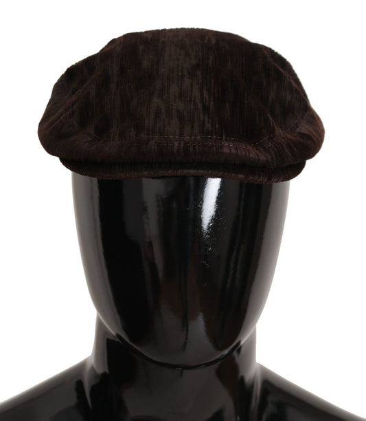 Elegant Cotton Newsboy Hat in Brown