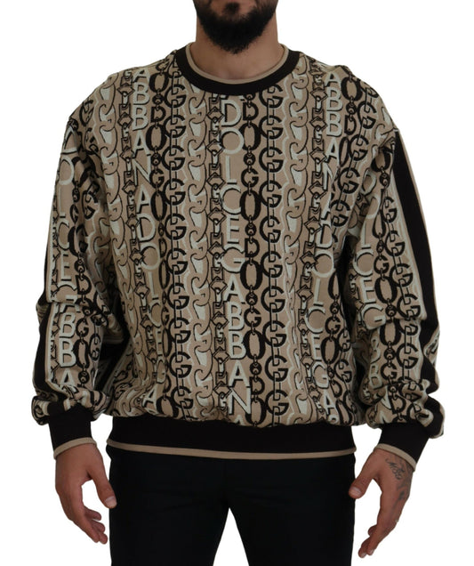 Beige Cotton Pullover Sweater - Elegant Men's Wear