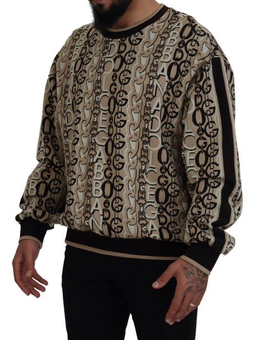Beige Cotton Pullover Sweater - Elegant Men's Wear