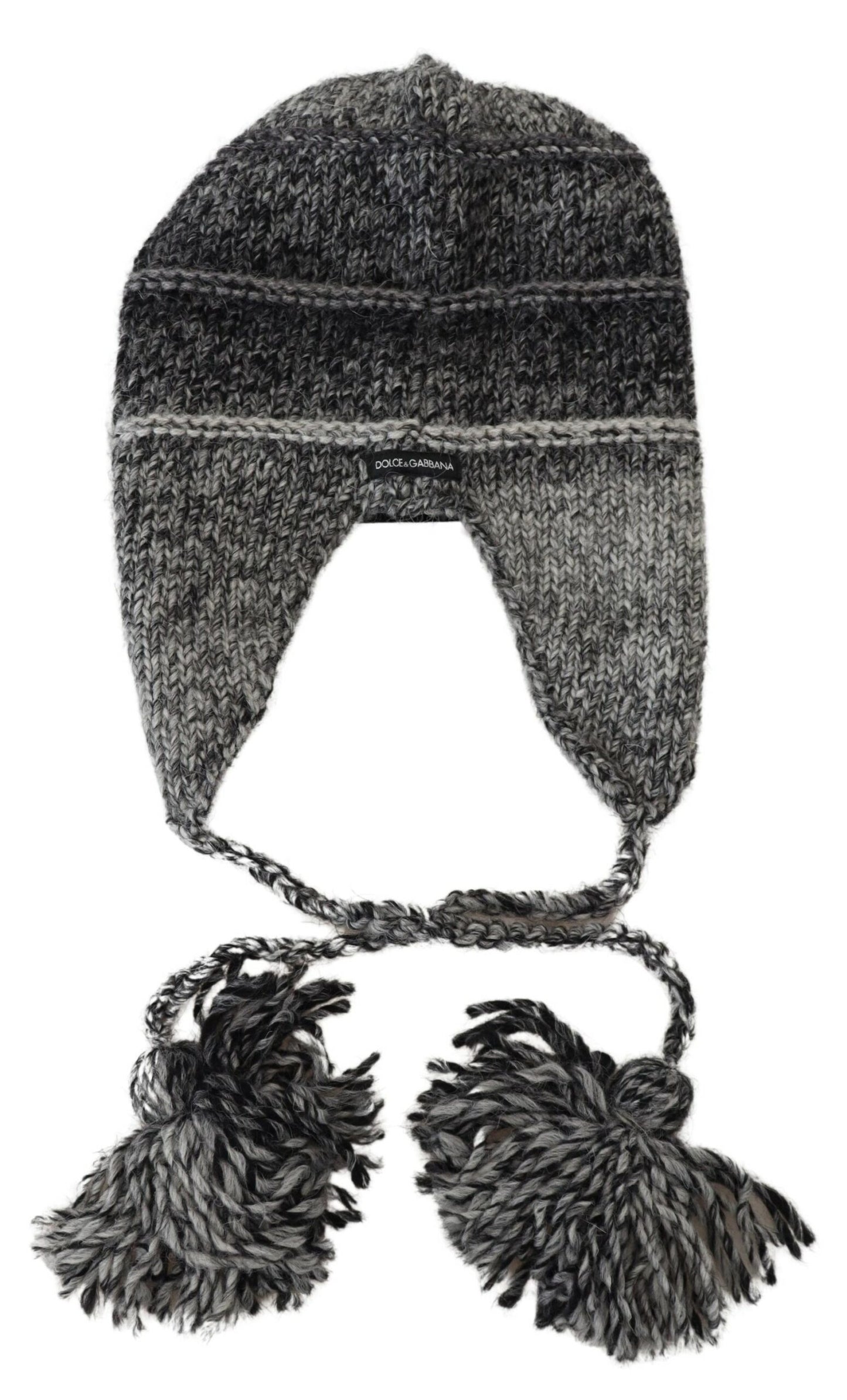 Elegant Gray Knitted Beanie Hat