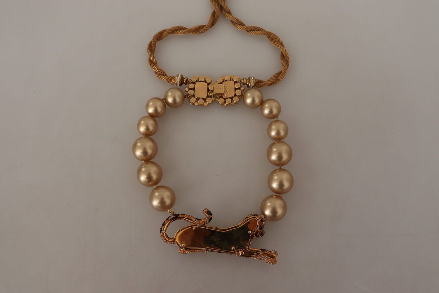 Golden Leopard Beaded Choker Necklace