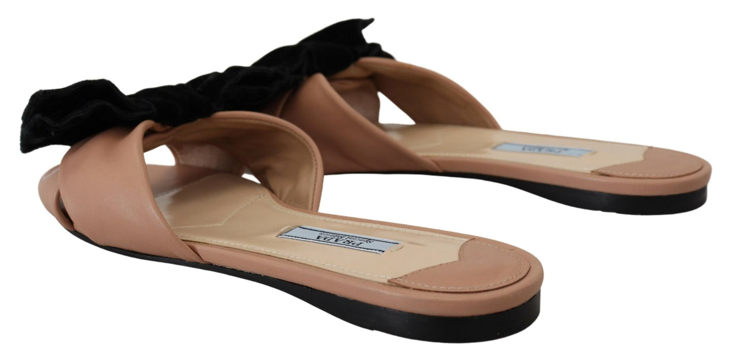 Elegant Two-Tone Leather Flat Sandals