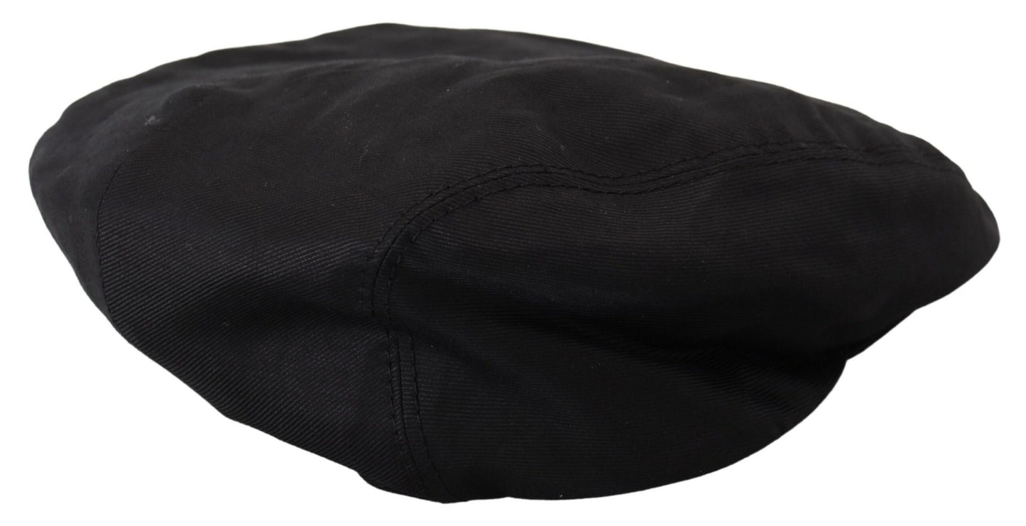 Elegant Black Linen-Blend Newsboy Hat