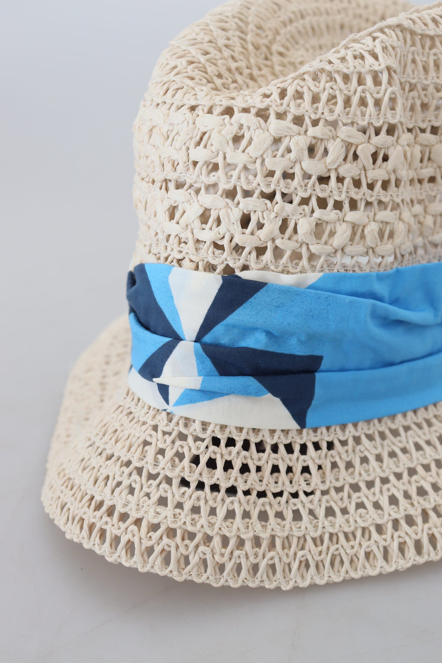 Elegant Beige Bucket Hat with Blue Bow Accent