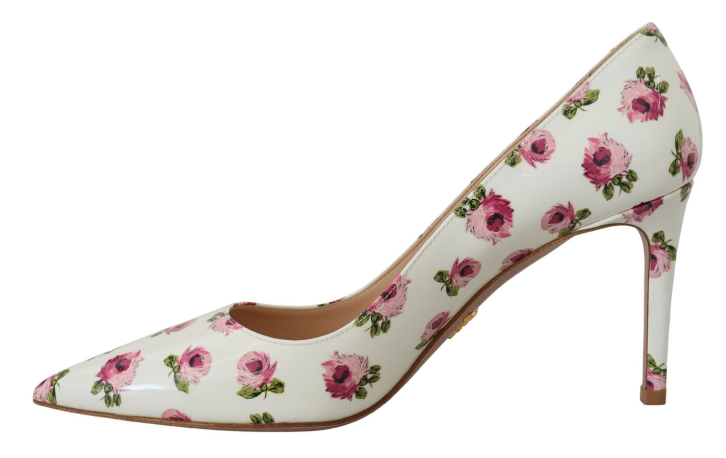 Elegant Floral Print Leather Heels