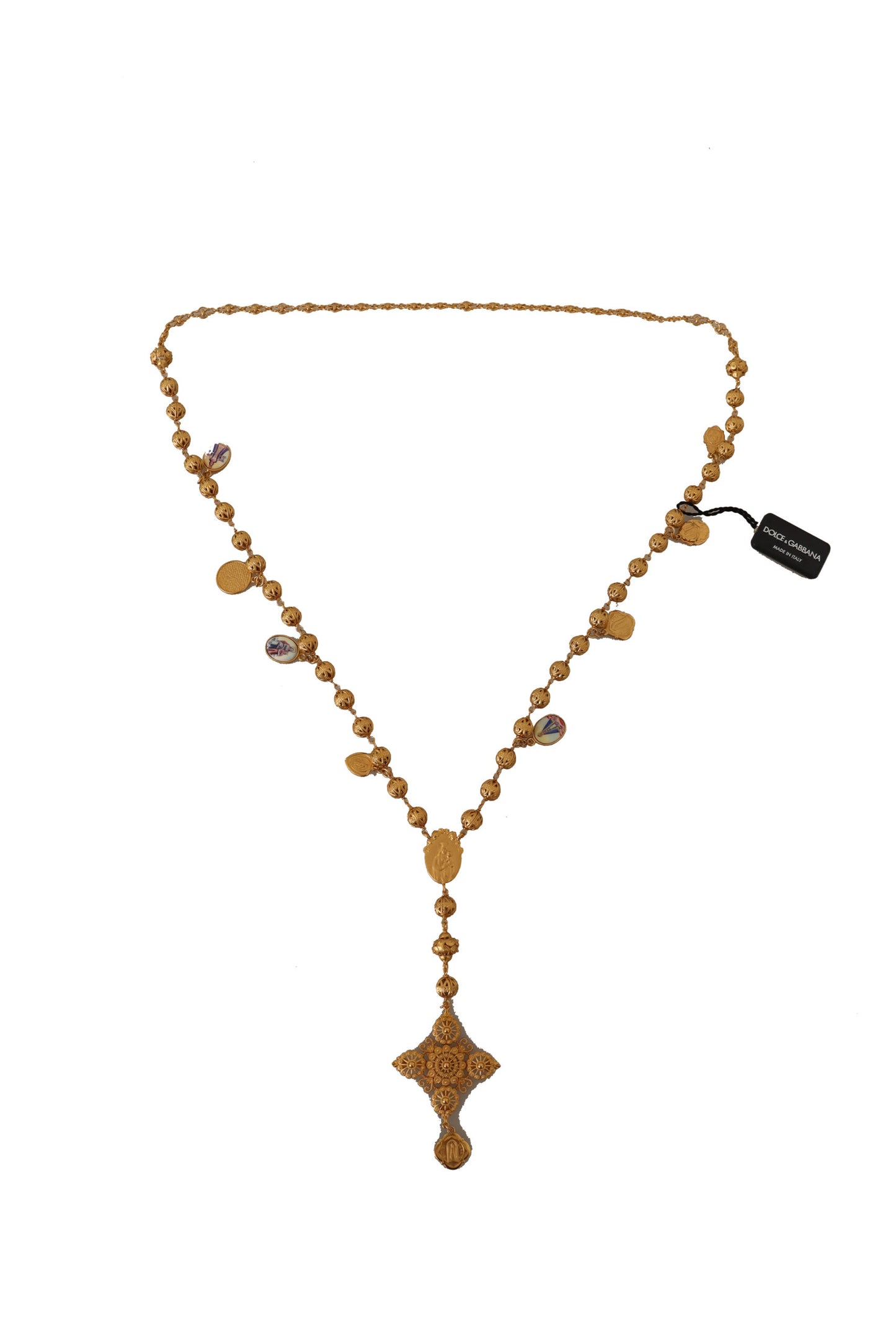 Elegant Gold Tone Cross Charm Necklace