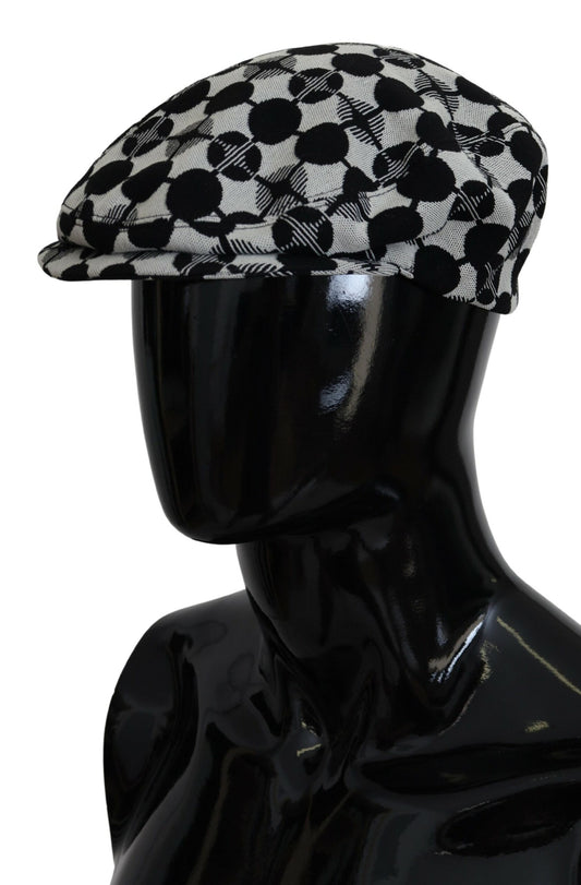 Elegant Black and White Newsboy Hat