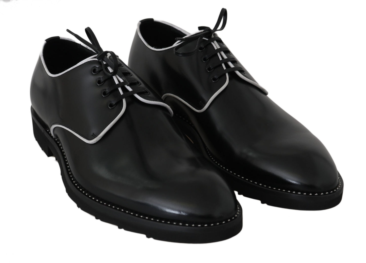 Elegant Black & White Leather Dress Shoes