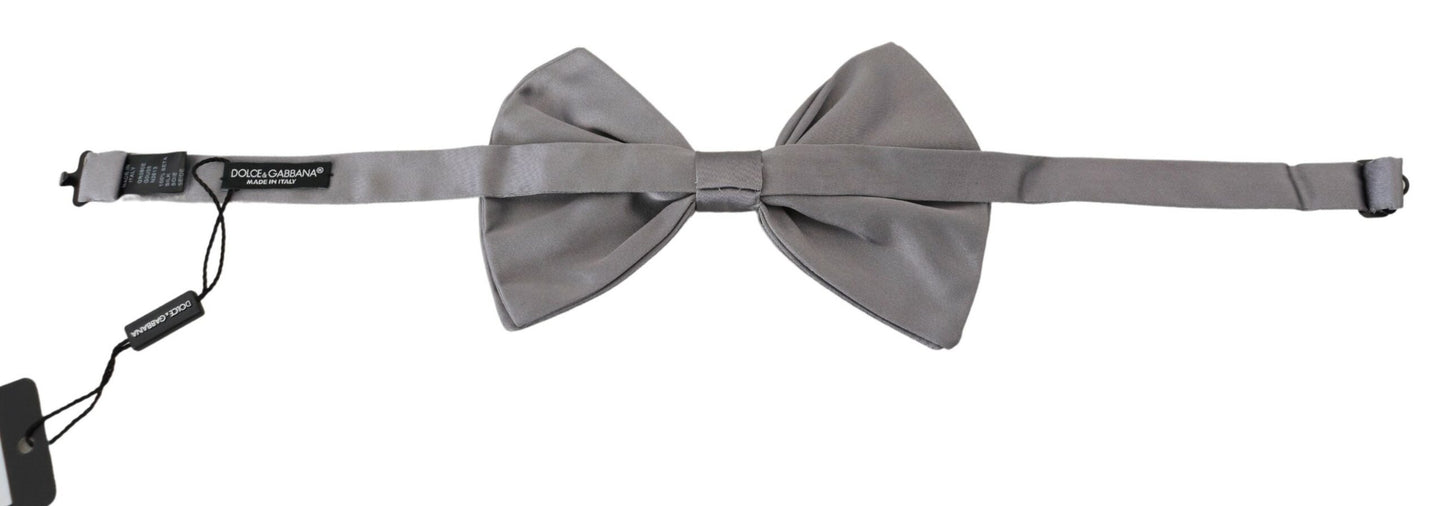 Elegant Silver Gray Silk Bow Tie