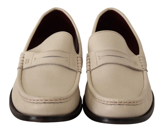 Elegant White Leather Loafers for Men