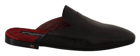Elegant Black and Red Leather Slides