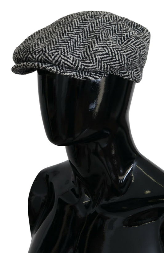 Elegant Herringbone Newsboy Hat