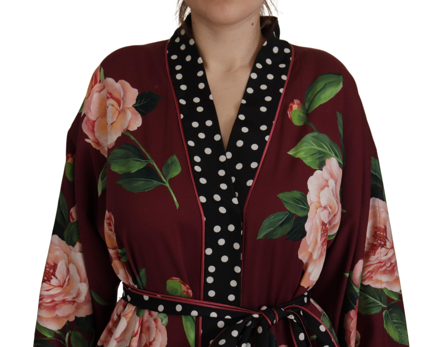 Elegant Bordeaux Silk Kaftan Robe