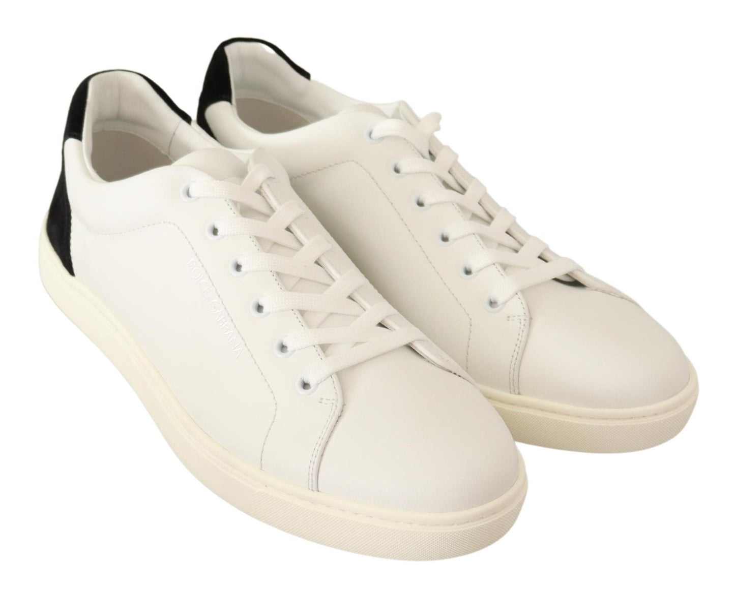 Elegant White Leather & Black Suede Sneakers
