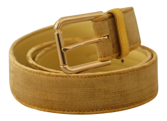 Elegant Velvet Designer Gold-Buckled Belt