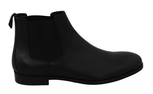 Elegant Black Derby Leather Boots