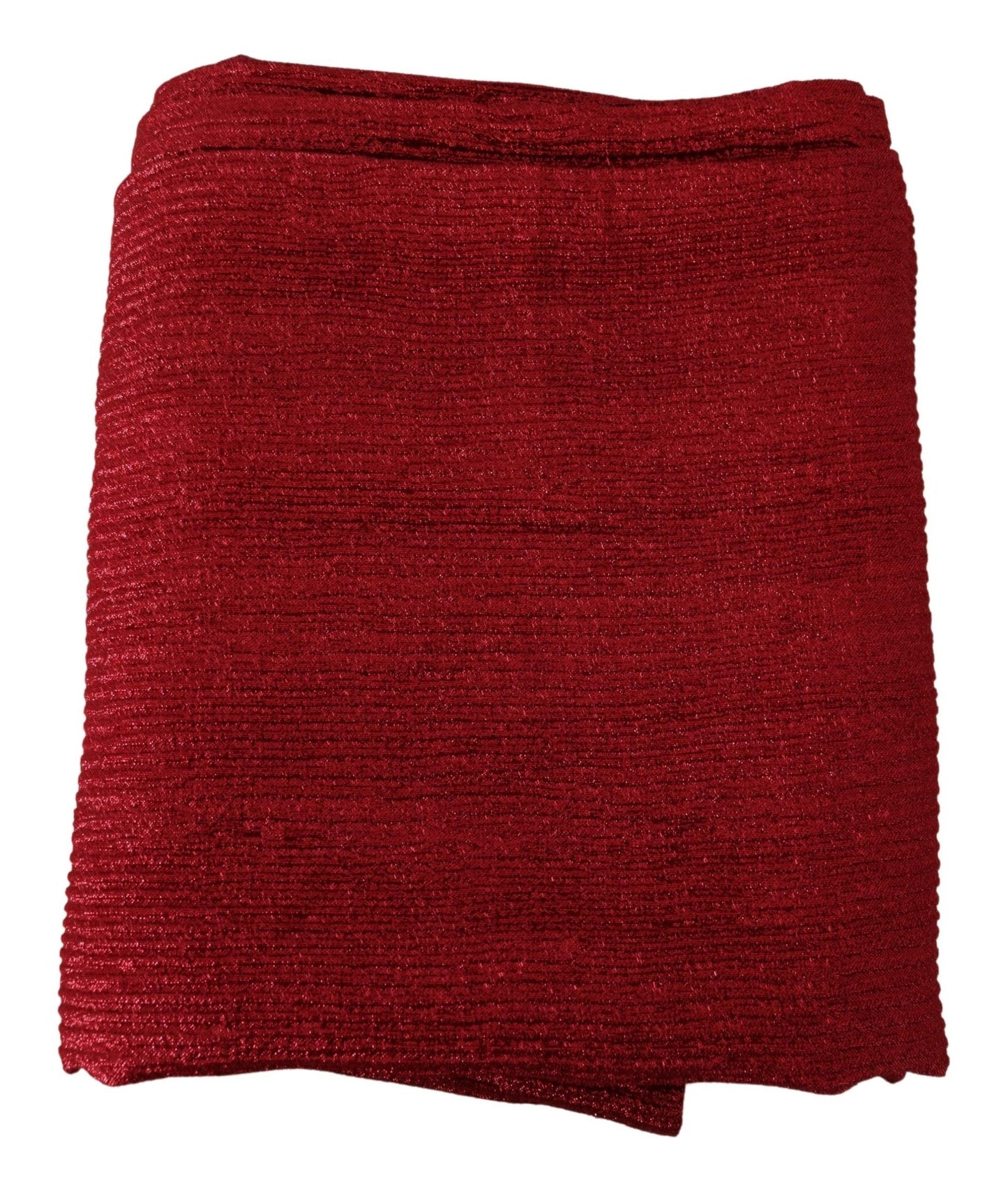 Elegant Metallic Red Wool Silk Scarf