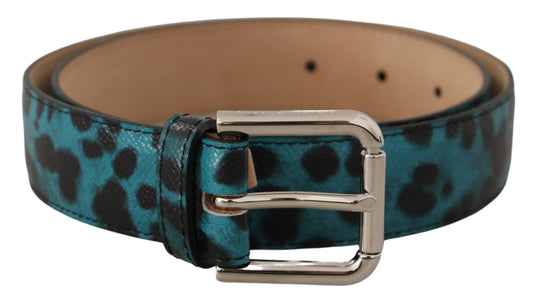 Engraved Logo Leather Belt - Elegant Blue