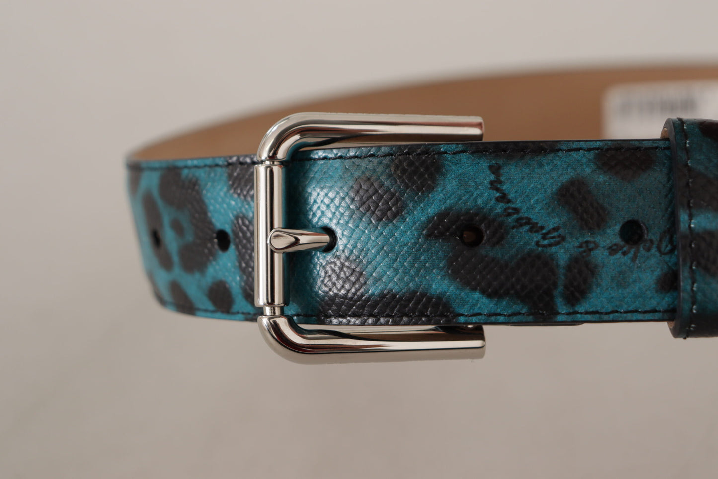 Engraved Logo Leather Belt - Elegant Blue
