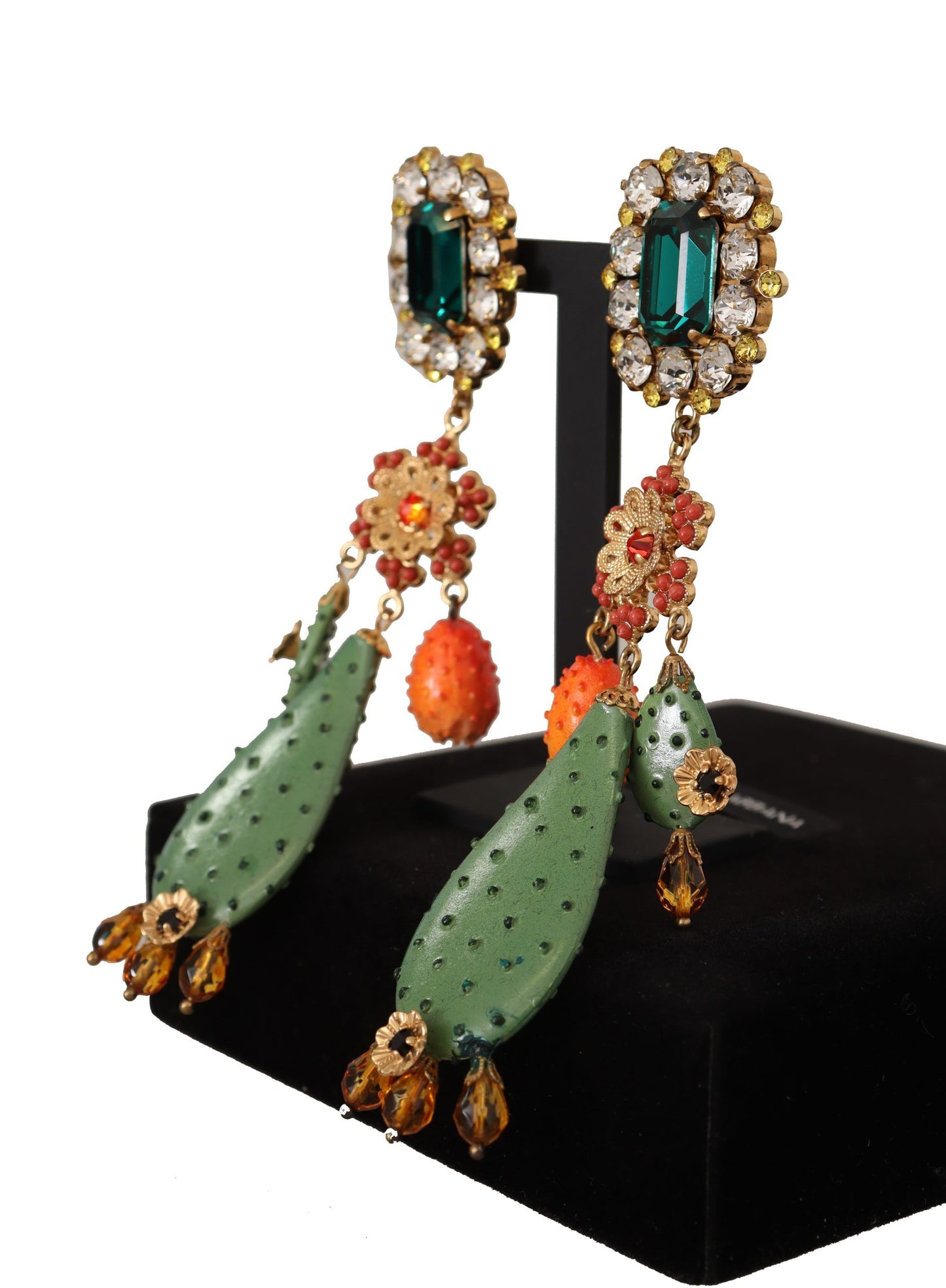 Elegant Floral Cactus Drop Clip-On Earrings